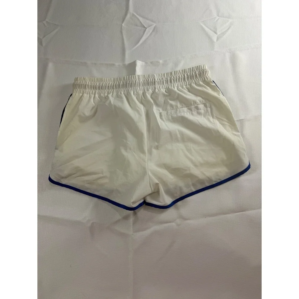 BIKE Mens White Retro Athletic Dolphin Shorts BAM200 Blue Trim Medium